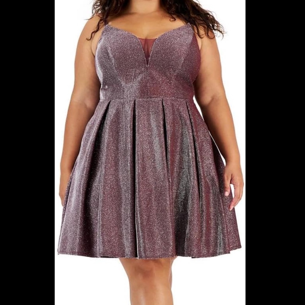 B Darlin Knee-Length A-Line Cocktail Dress in Wine Sz 16w NWT